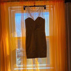 Bebe Golden Sheath Mini Dress Sweetheart Neckline Cocktail